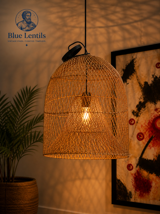 Timeless Woven Rattan Pendant Light – Natural Warmth & Boho Elegance