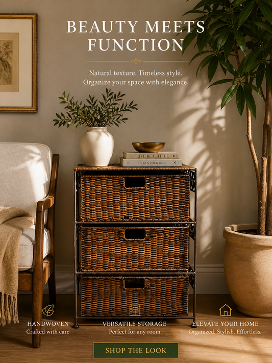 WICKER STORAGE ORGANIZER